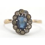 Unmarked gold blue stone and paste ring, size P, 2.0g : For Further Condition Reports Please Visit