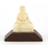 Antique carved ivory Buddha on later stand, 5.5cm high : For Further Condition Reports Please