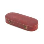 Georgian red leather box with brass mounts, 15.5cm wide : For Further Condition Reports Please Visit