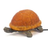 Tiffany style tortoise design table lamp, 22.5cm in length : For Further Condition Reports Please