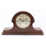 Mahogany striking mantle clock with silvered dial inscribed James Walker of London, 41cm wide :