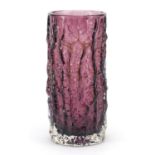Large Whitefriars bark vase in aubergine, 23cm high : For Further Condition Reports Please Visit Our