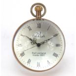 Brass and glass globular desk clock, 6cm in diameter : For Further Condition Reports Please Visit
