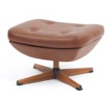1970's Schreiber brown faux leather swivelling footstool, 39cm H x 62cm W x 50cm D : For Further