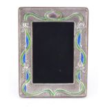 Art Nouveau design sterling silver and enamel easel photo frame, 19.5cm x 14.5cm : For Further