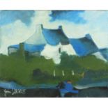 Yvon Labarre - Breton Village, oil on canvas, mounted, framed and glazed, 40.5cm x 33cm : For