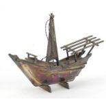 Heavy unmarked silver Arab dhow boat, 19cm wide, 301.0g : For Further Condition Reports Please Visit