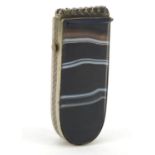 Victorian agate vesta case, 7.5cm high : For Further Condition Reports Please Visit Our Website,