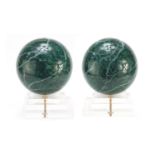 Pair of green marbleised and perspex garden finials, each 29.5cm high : For Further Condition