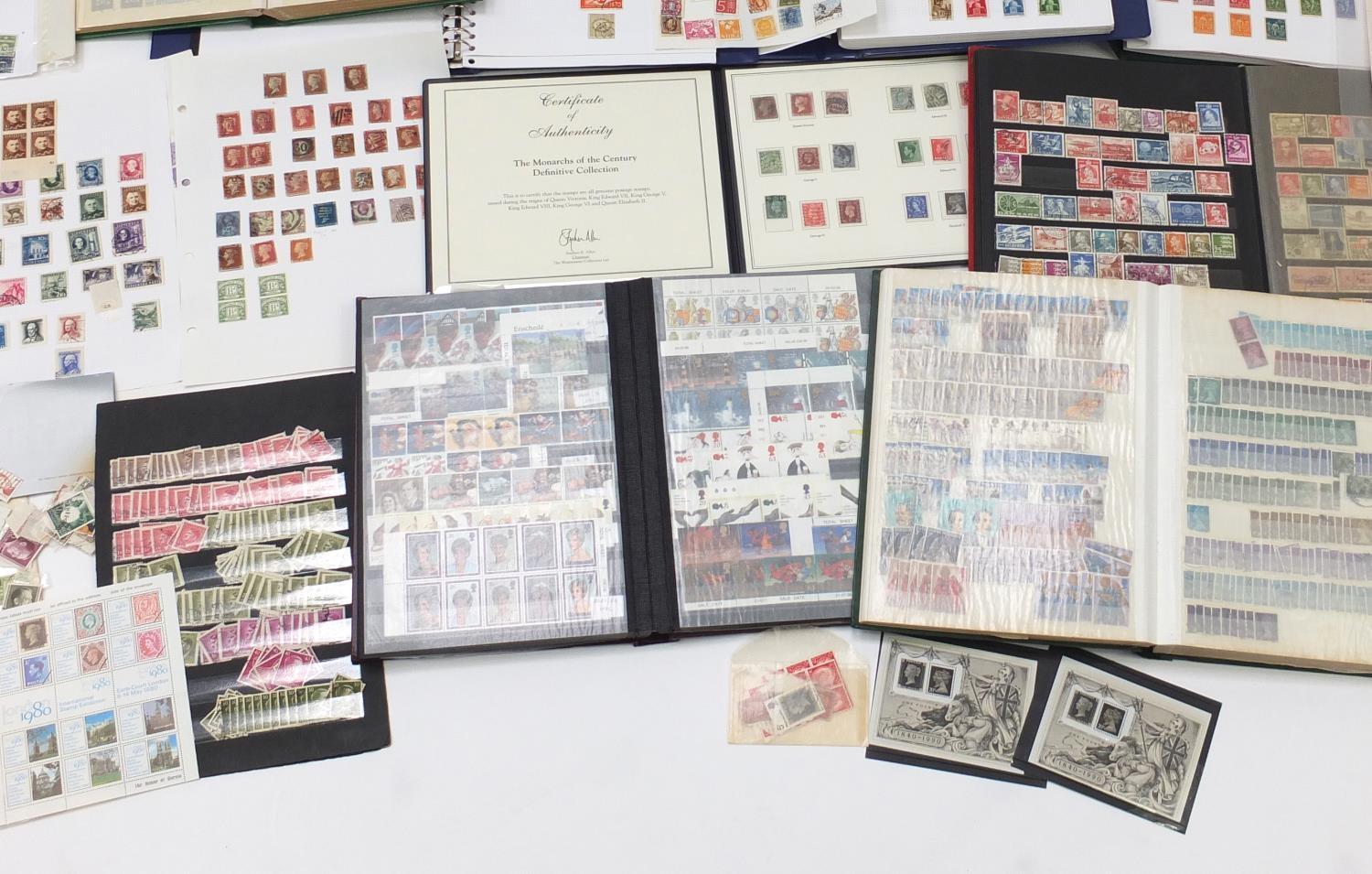 Collection of British and world stamps arranged in albums including Penny Reds, some mint unused and - Image 6 of 7