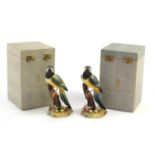 Two Royal Crown Derby Macaw parrots with boxes, 18cm high : For Further Condition Reports Please