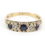 9ct gold sapphire and diamond ring, size N, 2.4g : For Further Condition Reports Please Visit Our