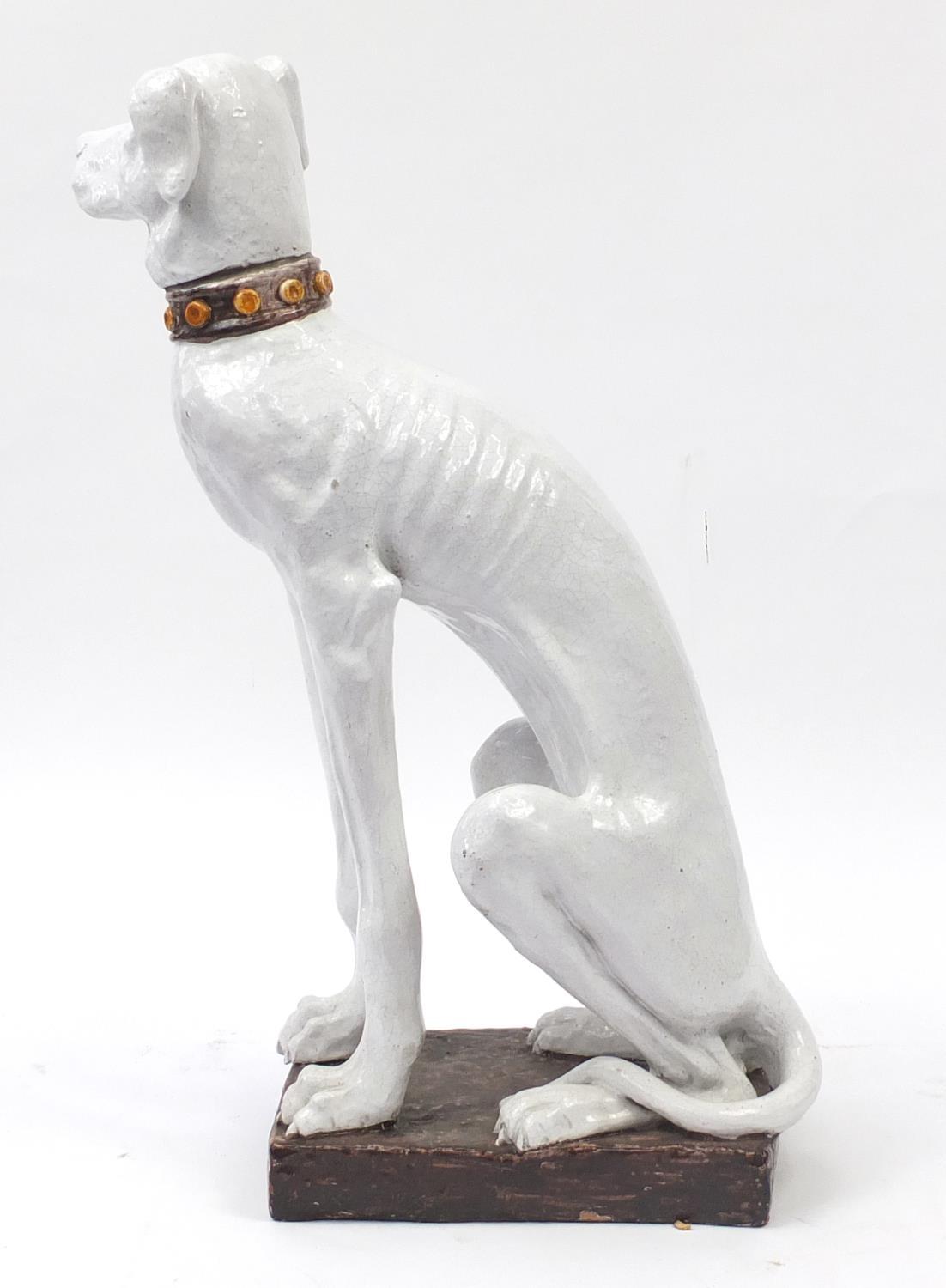 Large Italian pottery floor standing model of a seated greyhound, 102cm high : For Further Condition - Image 4 of 7