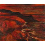Manner of David Bomberg - Sunrise coastal scene, Post Impressionist oil on canvas, mounted and
