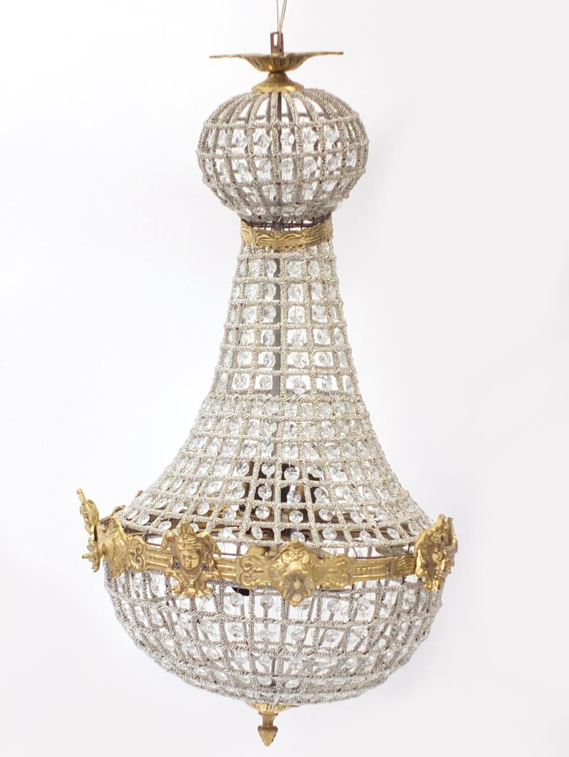 Ornate gilt brass chandelier, 75cm high : For Further Condition Reports, Please Visit Our Website,