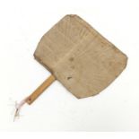 Japanese fan with bamboo handle, 45.5cm in length : For Further Condition Reports, Please Visit
