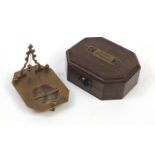 Military interest brass sundial compass with case, the sundial compass 11.5cm wide : For Further