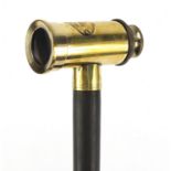 Hardwood walking stick with brass telescope handle, 91cm in length : For Further Condition