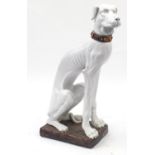 Large Italian pottery floor standing model of a seated greyhound, 102cm high : For Further Condition