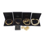 Five vintage Monet necklaces and two bracelets, some with boxes : For Further Condition Reports,