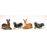Four large French pottery pots and covers in the form of animals by Michel Caugant, the largest 29cm