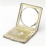 Square silver compact by Kigu Ltd London 1960, 7.2cm x 7.2cm, 116.8g : For Further Condition