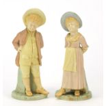 Pair of Royal Worcester blush ivory Kate Greenaway children sugar sifters by James Hadley,