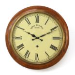 Oak wall clock with painted dial having Roman numerals, inscribed John Homes Dover, 37cm in diameter