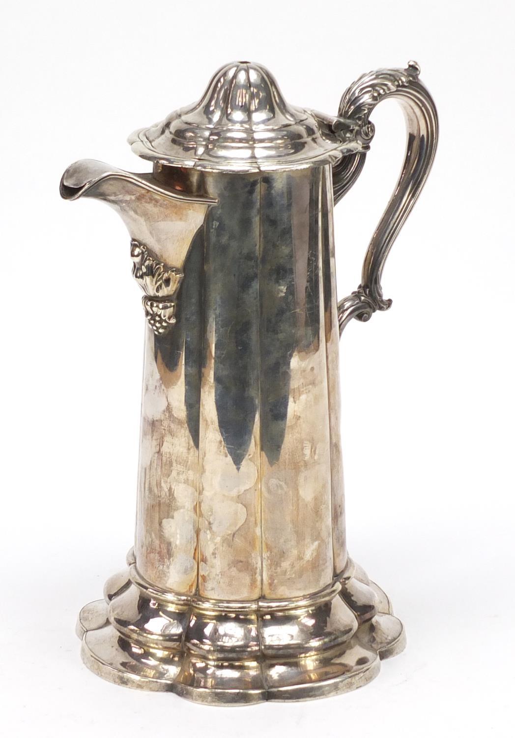 Large silver plated communion wine jug, 34.5cm high : For Further Condition Reports, Please Visit