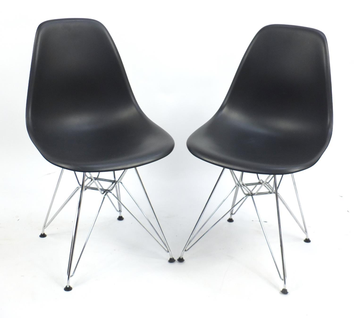 Pair of Vitra chairs designed by Charles Eames, each 80cm high : For Further Condition Reports,