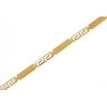 14ct gold Greek key bracelet, 18cm in length, 3.8g : For Further Condition Reports, Please Visit Our