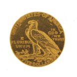 1909 American five dollar gold coin, 8.4g : For Further Condition Reports, Please Visit Our Website,