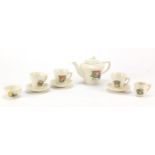 Vintage child's porcelain nursery rhyme tea set, the teapot 8.5cm high : For Further Condition