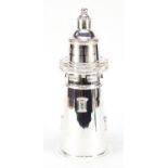 Art Deco design silver plated cocktail shaker in the form of a lighthouse, 36cm high : For Further