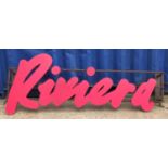 Large Riviera sign with steel frame, 90cm high x 220cm in length : For Further Condition Reports,