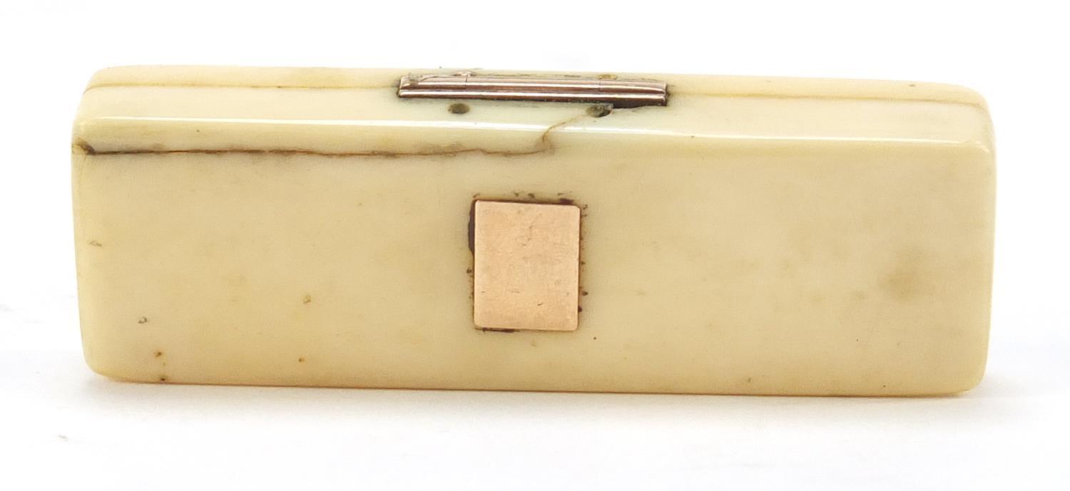 Georgian ivory toothpick case with gold mounts, 5.7cm wide : For Further Condition Reports, Please - Image 9 of 11