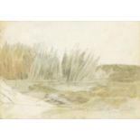 Edward Duncan - Watercolour Reeds near Wargrave, mounted framed and glazed, Thomas Agnew label to