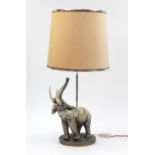 1970's elephant design lamp with shade, 84.5cm high : For Further Condition Reports, Please Visit