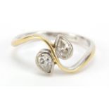 18ct gold diamond crossover ring, size K, 2.5g : For Further Condition Reports, Please Visit Our