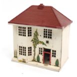 Vintage wooden and tinplate doll's house with furniture, 47cm H x 42cm W x 28cm D : For Further