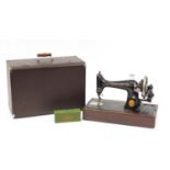 Vintage Singer sewing machine with case, 47.5cm wide : For Further Condition Reports, Please Visit
