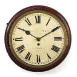 Victorian mahogany fusée wall clock, the painted dial with Roman numerals inscribed Camerer Cuss &