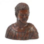 Large classical terracotta bust of a Roman gladiator, 42cm high : For Further Condition Reports,
