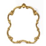 Gilt framed mirror with shell crest and C scrolls, 76cm x 59cm : For Further Condition Reports,
