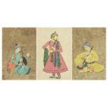 Indian Mughals, three Indian watercolours, mounted, framed and glazed, each 20cm x 13.5cm : For