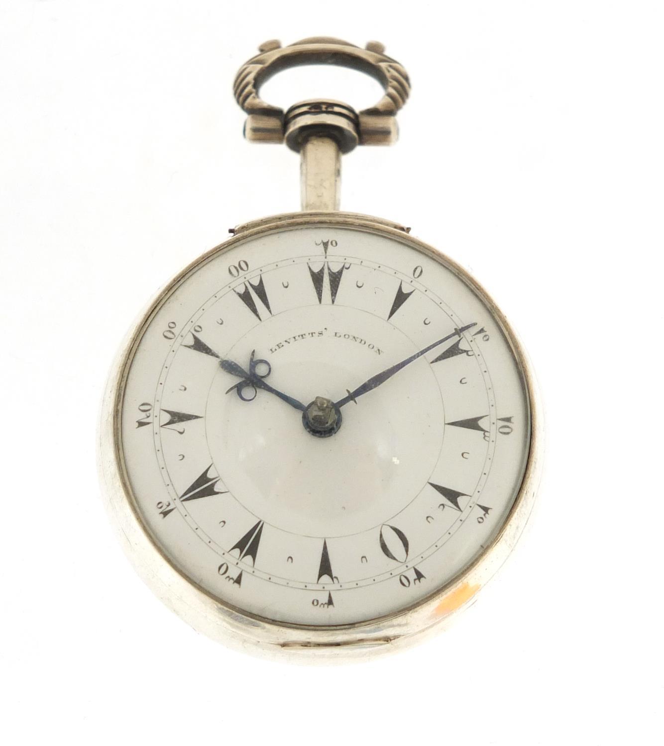 Gentlemen's silver and tortoiseshell double pair cased pocket watch with verge fusée movement, the - Image 3 of 19