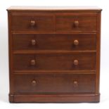 Victorian mahogany five drawer chest, 117cm H x 115cm W x 49cm D : For Further Condition Reports,