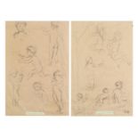 After Dorothea Sharp - Preliminary sketches of children, pair of mixed media on paper, mounted