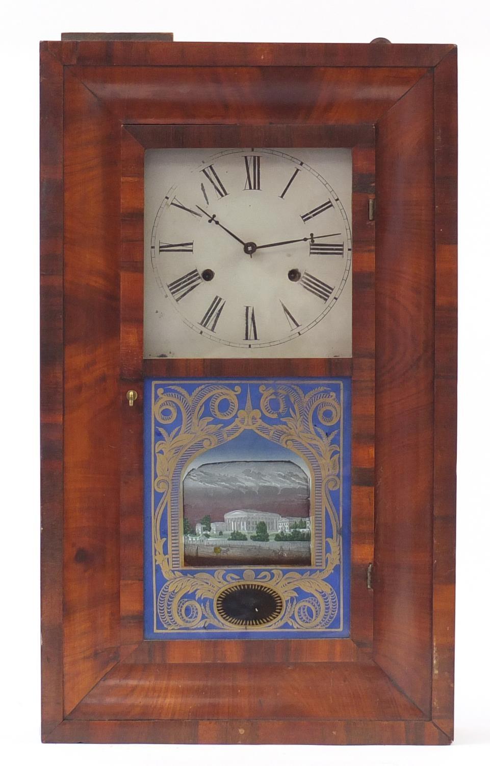 American thirty hour Chauncey Jerome wall clock, 65.5cm x 39cm : For Further Condition Reports,