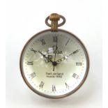 Large globular desk clock, 6cm in diameter : For Further Condition Reports, Please Visit Our